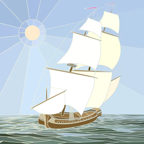 Illustrazione di navi a vela del XVII secolo . — Vettoriale Stock