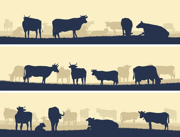 Ilustração horizontal de animais de estimação de fazenda . Vetor De Stock