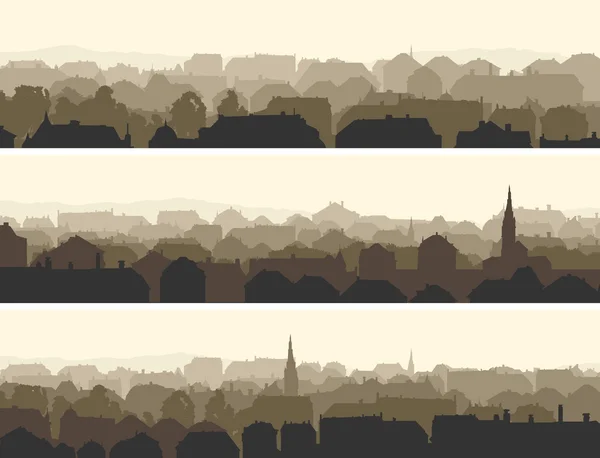 Ilustração horizontal da grande cidade europeia . — Vetor de Stock