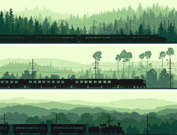 lokomotif, tren ve tepeler iğne yapraklı yatay Banner woo