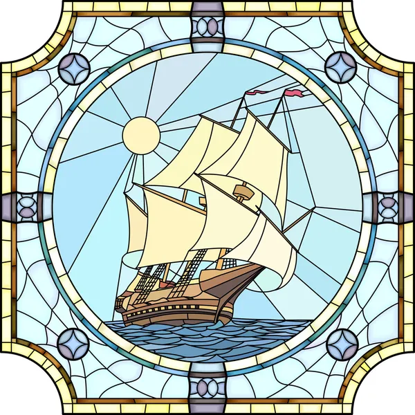 Illustration of sailing ships of the 17th century. — Stock Vector