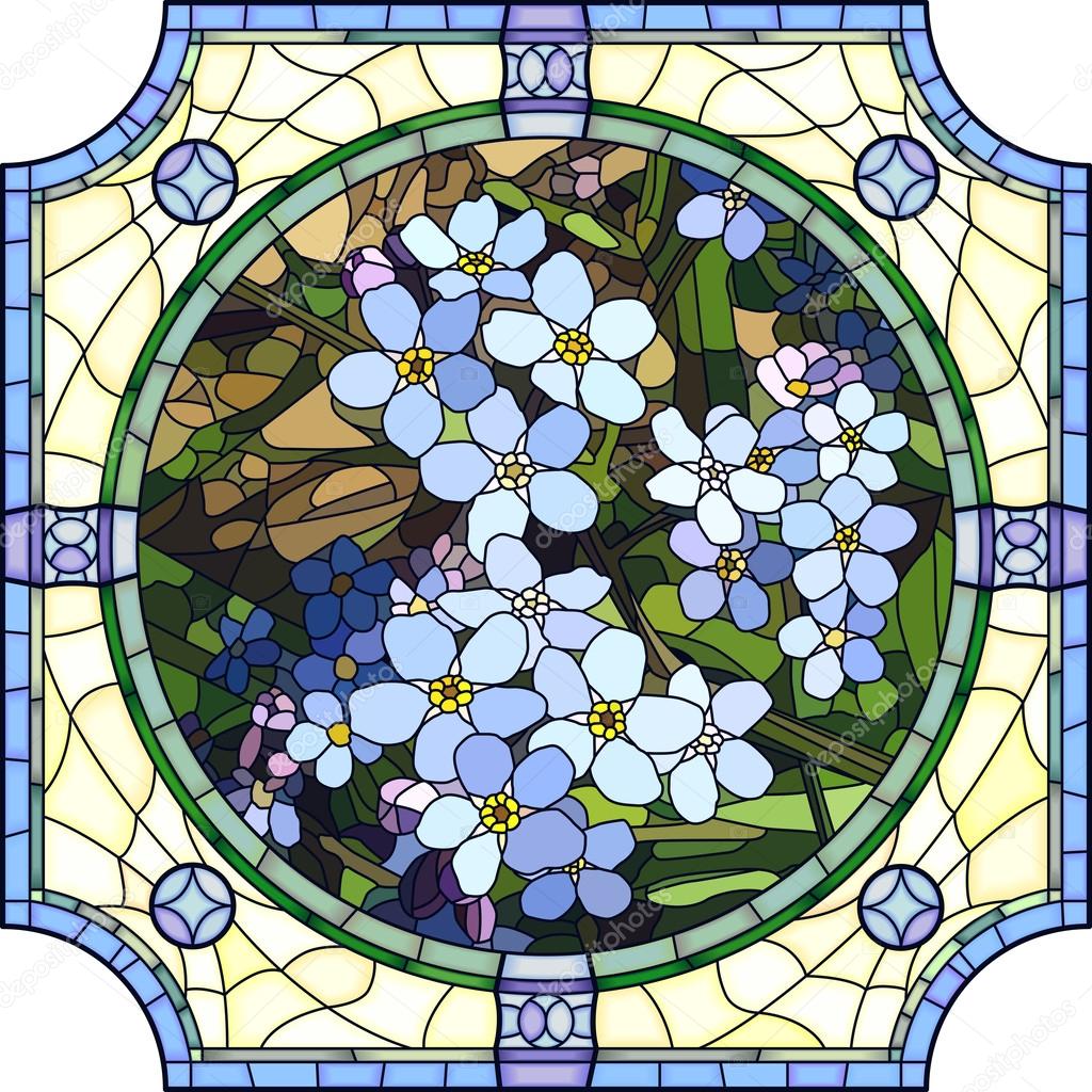 Vector illustration of flower blue forget-me-not.