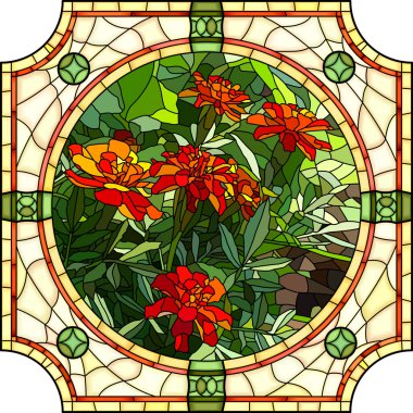 Vector illustration of flower red marigold.
