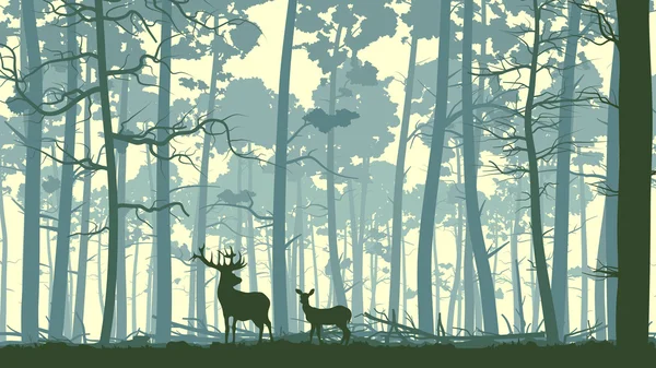 Illustration abstraite d'animaux sauvages dans le bois . — Image vectorielle