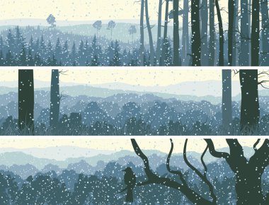 Horizontal banners of winter wood. clipart