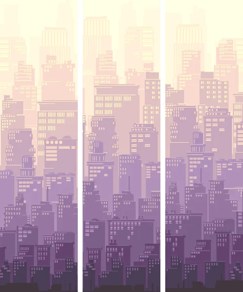 Vertikális banner-nagy város, és a nap. — Stock Vector