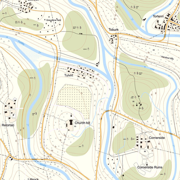 Бесшовная топографическая карта территории с названиями
.