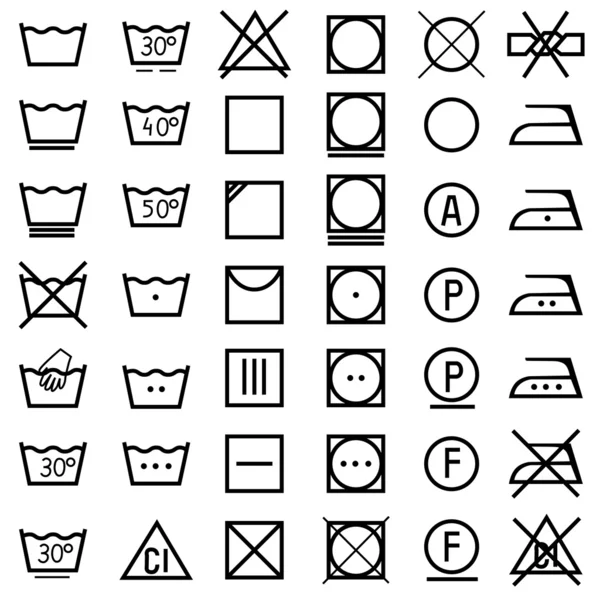 Set of icons on clothing label. — Stock Vector