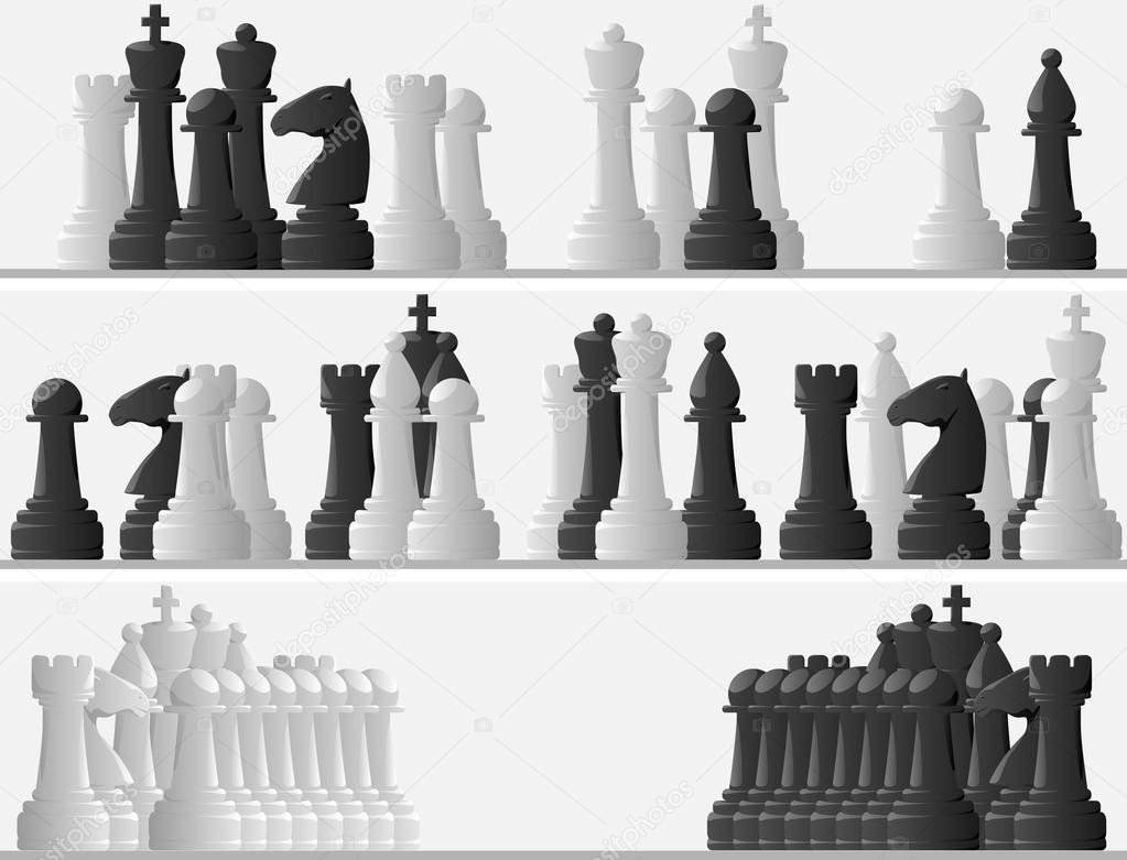 White chess pieces in a row Royalty Free Vector Image