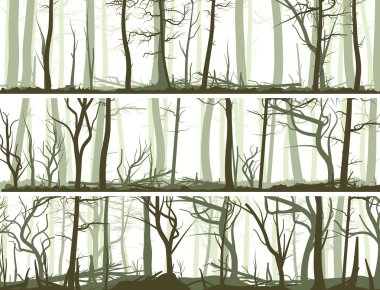 Horizontal banners with many tree trunks. clipart