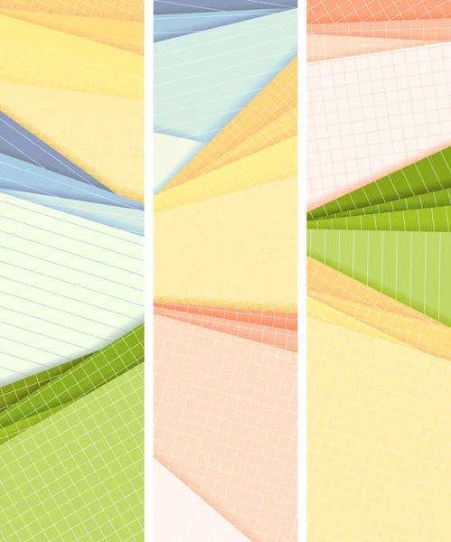 Banderas verticales forradas y cuadradas de papel de color se encuentran en cada ot — Vector de stock