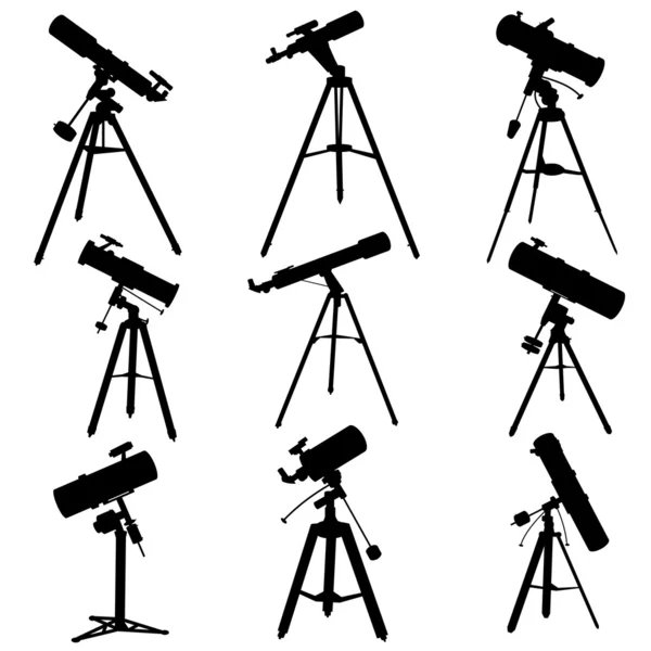 Siluetas vectoriales de telescopios . — Vector de stock