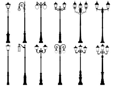 vector silhouettes elektrik direği, dizi.
