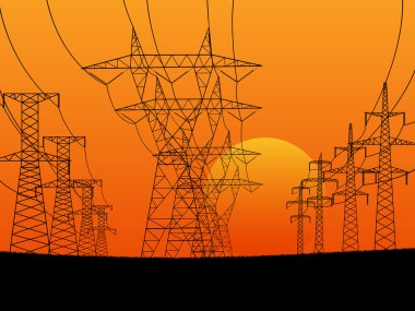 Elektrik İletim Hattı t soyut yatay çizimi