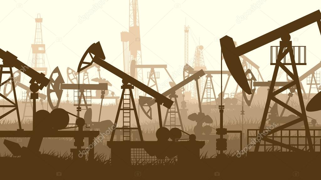 Horizontal illustration with units for oil industry.
