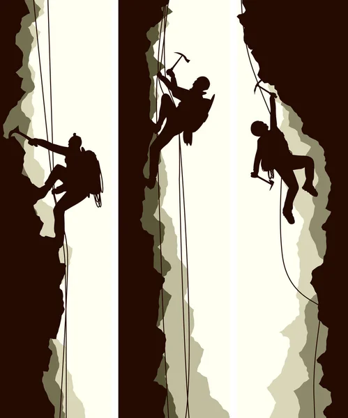 Set banners of alpinists. — Stock Vector