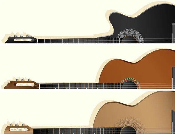 Horizontal vector banners of some types guitar. — Stock Vector