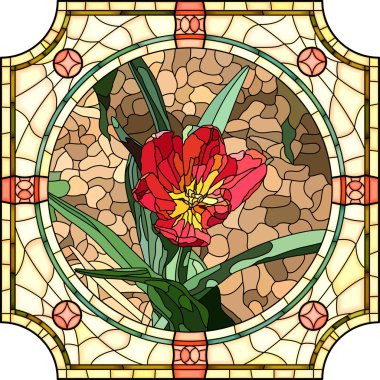 Vector illustration of flower red tulip.