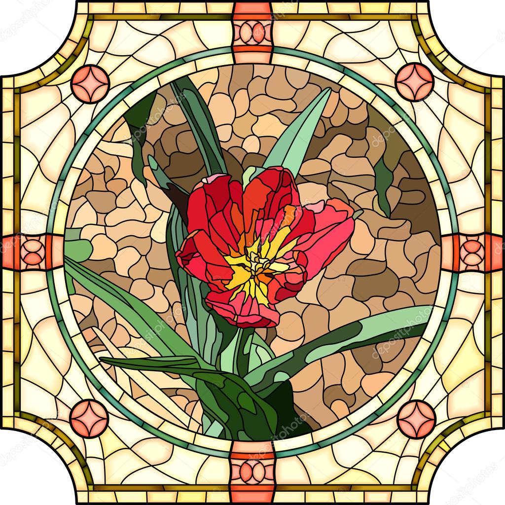 Vector illustration of flower red tulip.
