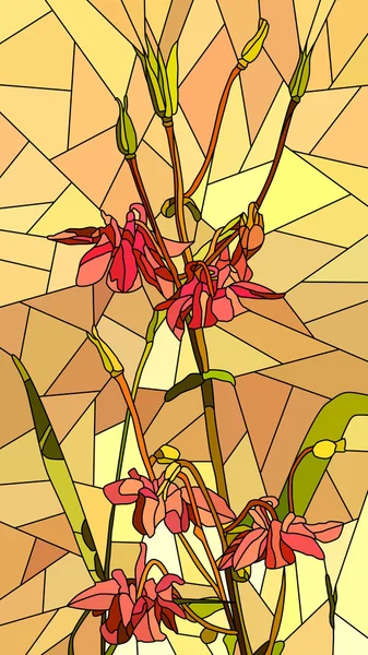 Vectorillustratie van bloemen rode columbine. — Stockvector