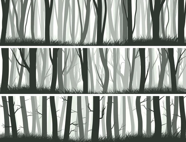 Horizontal banners forest with trunks of trees. — Stock Vector