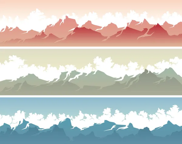 Conjunto Banderas Horizontales Vectoriales Con Nubes Cordillera Nevada — Vector de stock