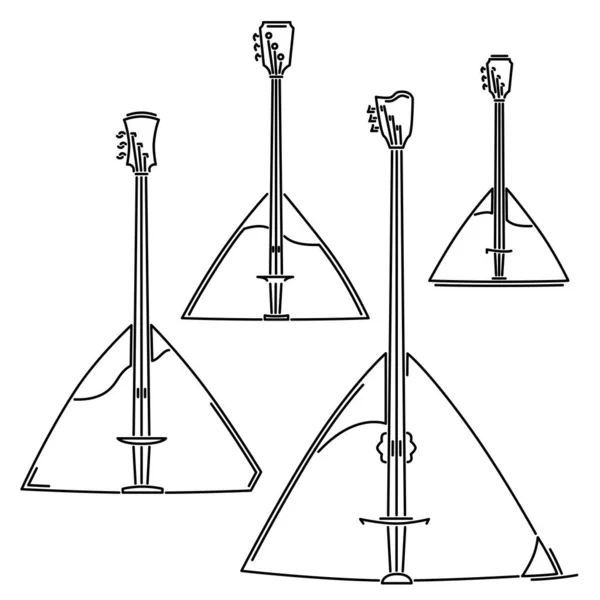 Σύνολο Επίπεδης Σχεδίασης Διανυσματικών Εικόνων Απλών Έγχορδων Μουσικών Οργάνων Balalaika — Διανυσματικό Αρχείο
