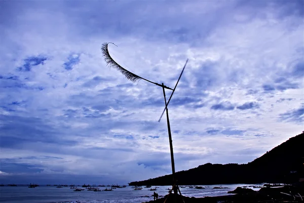 Um bambu hélice na praia — Fotografia de Stock