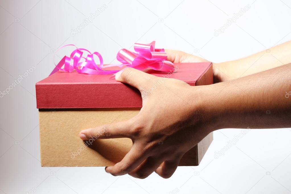Valentine box with ribbon on it, give to someone, white back ground