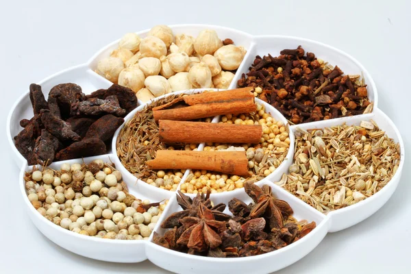 Mix spices on white plate, close up, white back ground — Stock Photo, Image
