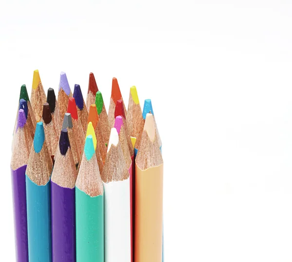 Bundle of color pencil on left side — Stock Photo, Image