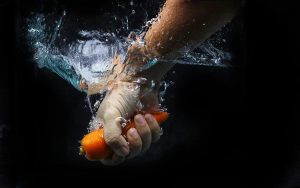 Saisir la carotte dans l'eau — Photo