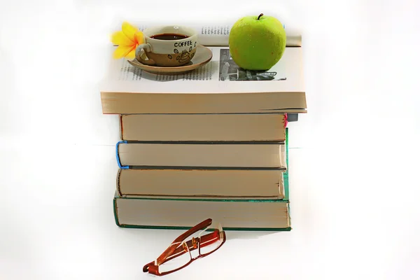 Stack of books, isolated on black and white — Stock Photo, Image