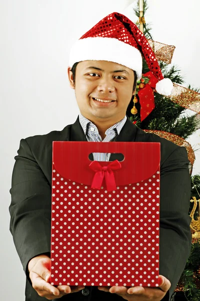 Indonesian man celebrate Christmas Stock Image