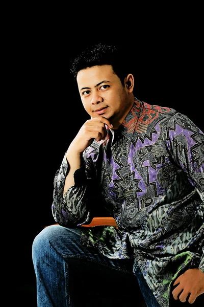 Indonesain mas wearing batik — Stock Photo, Image