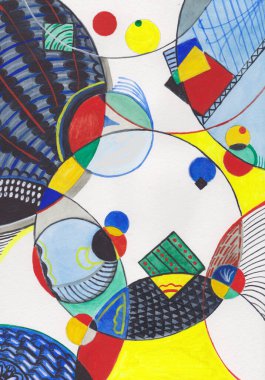 Beyaz arkaplanda jeometik renkli soyutlama