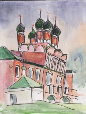 Verhnepetrovsky manastırındaki kırmızı kilise, çizim