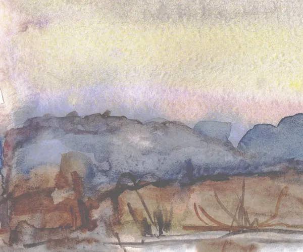 Low Autumn Mountains Twilight Watercolor Painting — Stock Photo, Image