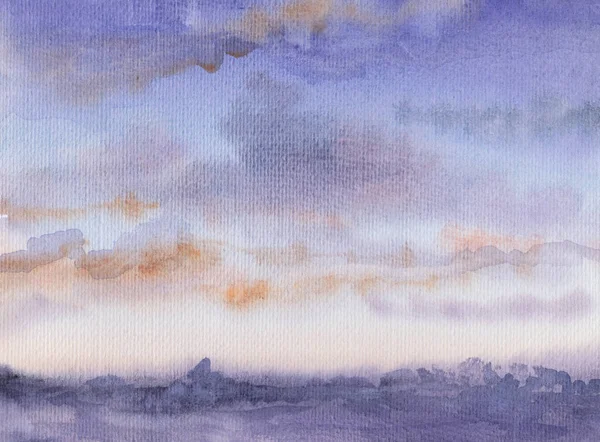 Sky Clouds Sunset Watercolor Painting — Stock Photo, Image