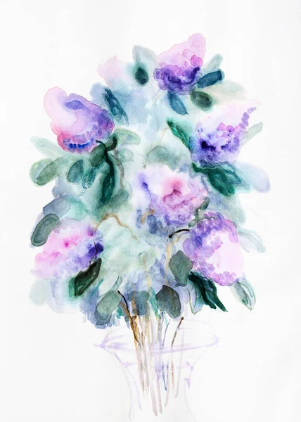 Primavera Bouquet Lilla Viola Disegno Acquerello — Foto Stock