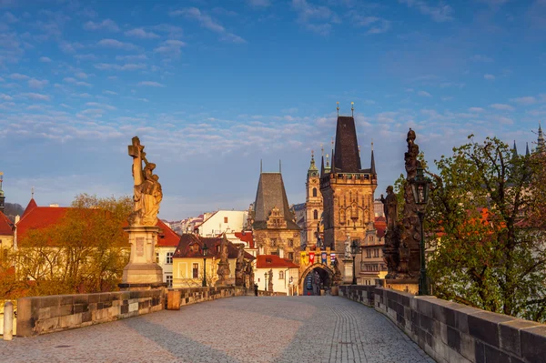 Standbeeld in charles bridge Stockafbeelding