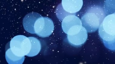 Kar yağan kış tatili arka planı, soyut örtüsü olarak mavi bokeh ve şenlikli ışık efekti, kar ve Noel parıltısı