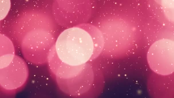 Снег зимний праздник фон, розовый боке в качестве абстрактного наложения и праздничные огни эффект, снег и рождественские блестки — стоковое видео