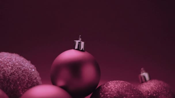 Natal rosa feriados fundo, bugigangas como decoração festiva de inverno — Vídeo de Stock