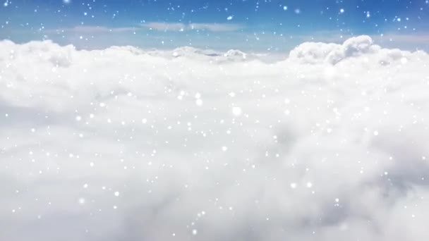 Fundo mágico do céu de Natal, queda de neve e nuvens, beleza na natureza e temporada de inverno — Vídeo de Stock