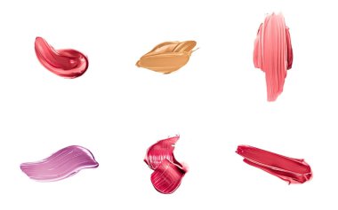 Beyaz arkaplanda izole edilmiş sanat fırçası darbeleri veya kozmetik makyaj örnekleri