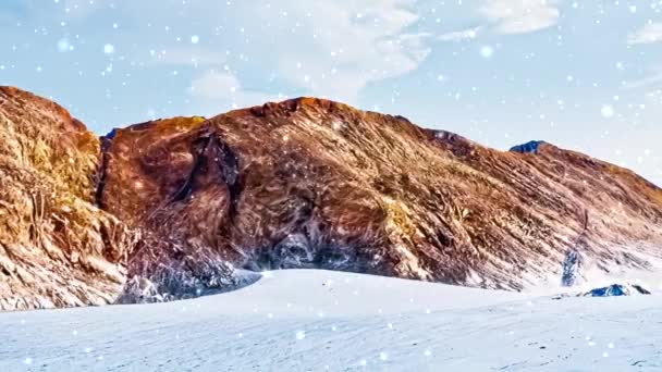 Winter wonderland and snowing Christmas landscape. Snowfall in mountains as holiday background — Stock Video