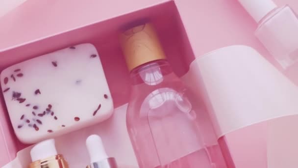 Beauty Box Abonnemang Paket Med Hudvård Spa Och Makeup Kosmetiska — Stockvideo