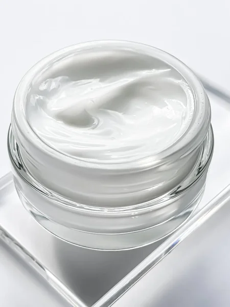 Face Cream Moisturiser Jar Product Sample Glass Beauty Skincare Cosmetic — Stock Fotó