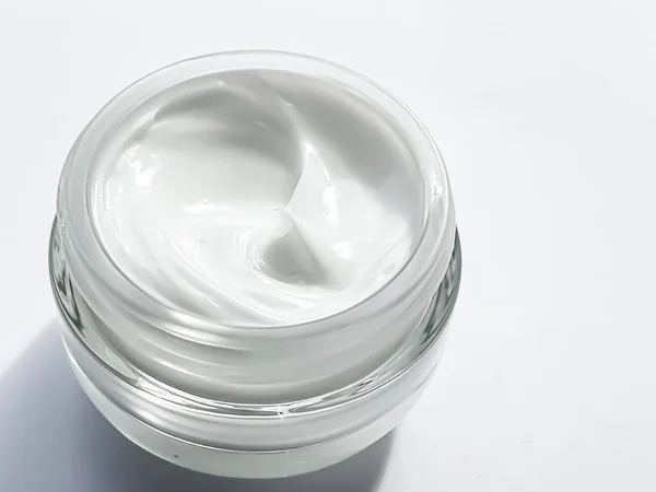 Face Cream Moisturiser Jar Product Sample White Background Beauty Skincare — Stock Fotó